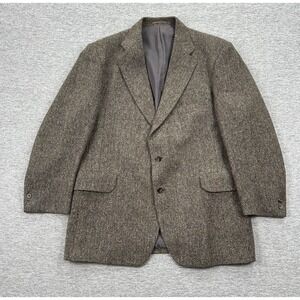 Donegal Tweed Blazer Jacket Mens 46R Pure New Wool Ireland Herringbone Vintage